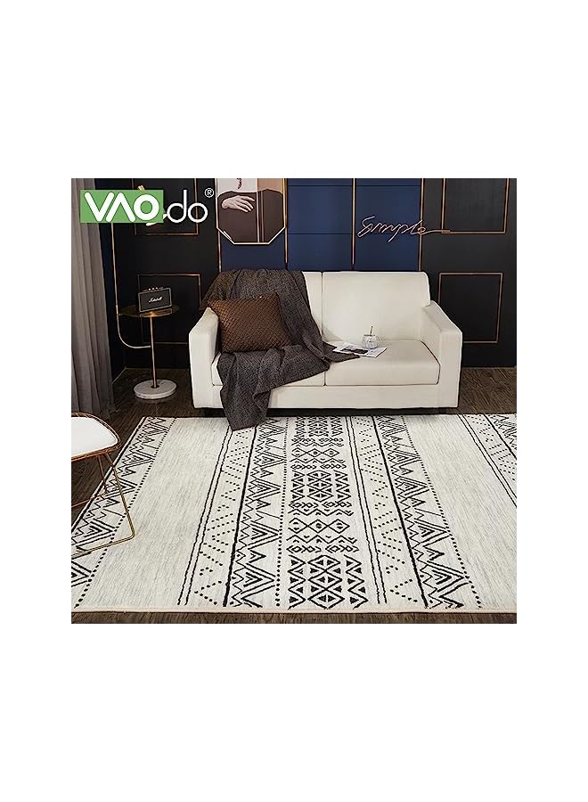 The Bros Area Rugs, 80 * 120 cm Modern Simplicity Rug Carpet, Soft Non-slip and Easy-Care Cashmere Floor Mat, for Living Room, Bedroom, Hallway, Office, Black&White - Image 3