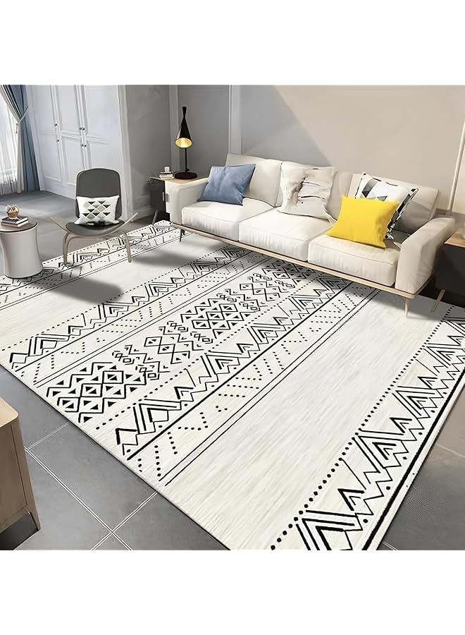 The Bros Area Rugs, 80 * 120 cm Modern Simplicity Rug Carpet, Soft Non-slip and Easy-Care Cashmere Floor Mat, for Living Room, Bedroom, Hallway, Office, Black&White - Image 1