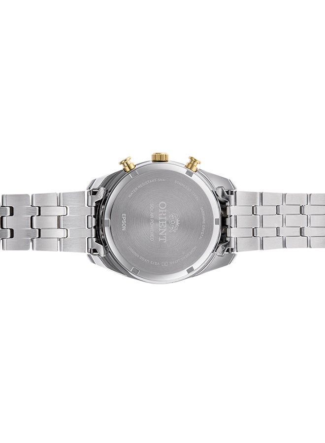 ORIENT Men Quartz Contemporary Chronograph Men's Watch RA-TX0302S, White Dial,  40mm, Dual Tone Strap, 50M WR - Image 4