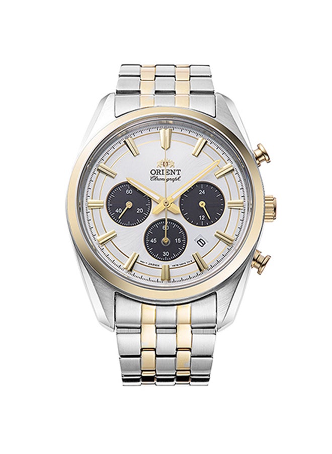 ORIENT Men Quartz Contemporary Chronograph Men's Watch RA-TX0302S, White Dial,  40mm, Dual Tone Strap, 50M WR - Image 1
