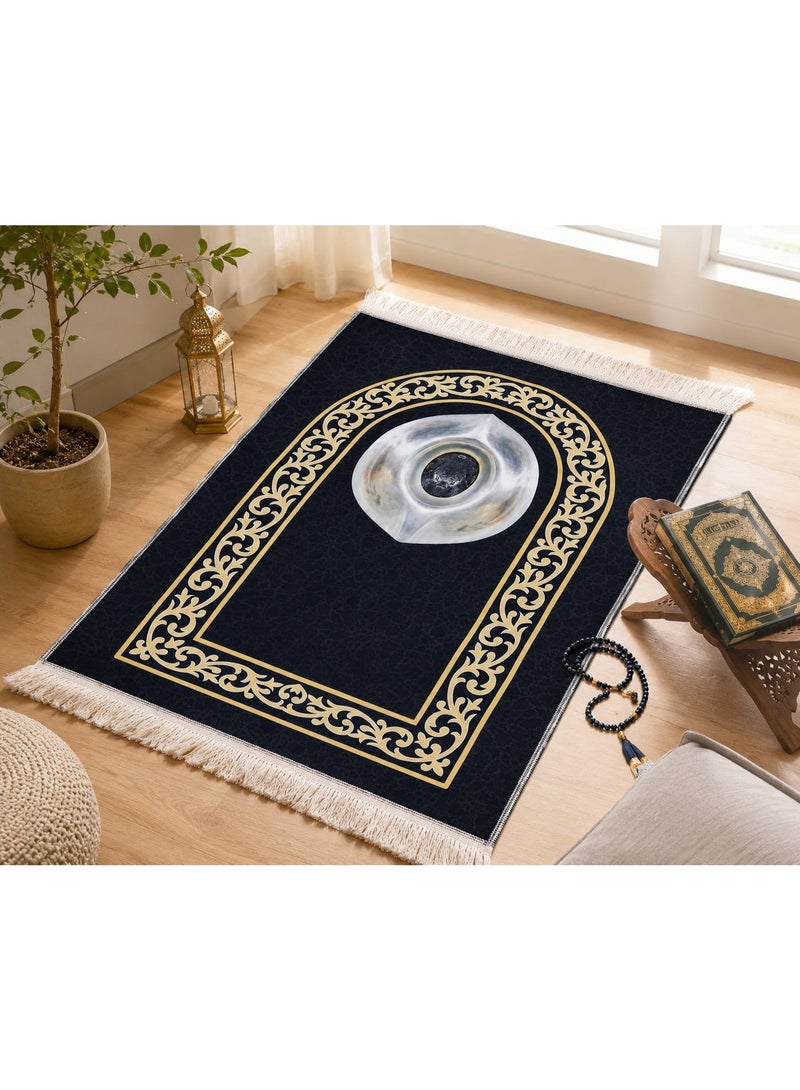 Lightweight Islamic Prayer Mat with Elegant Designs – Portable Travel Prayer Rug for Hajj & Umrah Gifts – Soft Fabric with Tassels – Multiple Colors & Patterns - Image 3