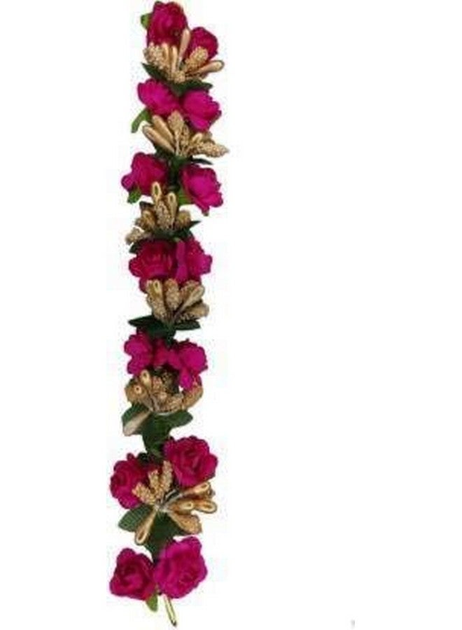 SP Blue Earth Hair Bun Gajra Flower Artificial Juda Accessories for Women Fancy Red+Yellow Fabric Hair Gajra, Flower Juda Gajra | Juda Band Hair Accessories - Image 2