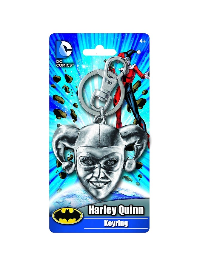 Harley Quinn Head Pewter Key Ring