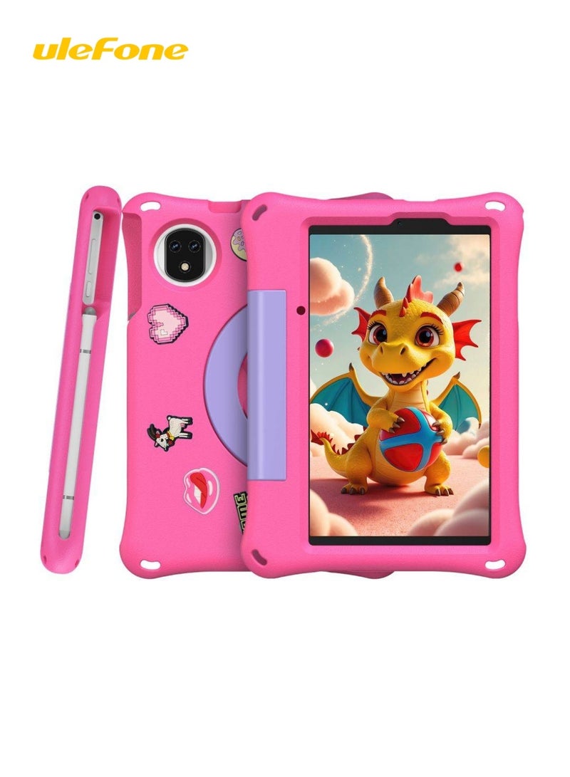 أوليفون Ulefone Tab A9 Pro Kids Tablet, 8.68" 90Hz HD+ Display, MediaTek Helio G91 Octa-Core, 4GB RAM + 128GB ROM, Up to 8GB RAM, 2TB Expandable, Android 15, 5040mAh Battery, Dual SIM 4G, Kids EVA Case & Stylus | Pink - Image 1