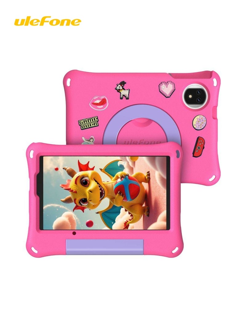 أوليفون Ulefone Tab A9 Pro Kids Tablet, 8.68" 90Hz HD+ Display, MediaTek Helio G91 Octa-Core, 4GB RAM + 128GB ROM, Up to 8GB RAM, 2TB Expandable, Android 15, 5040mAh Battery, Dual SIM 4G, Kids EVA Case & Stylus | Pink - Image 2