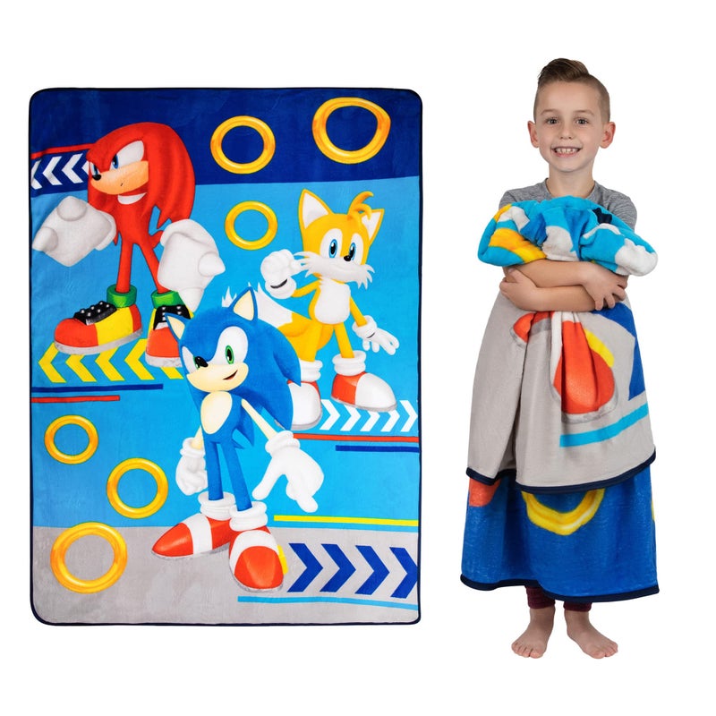 Franco Kids Bedding Super Soft Plush Micro Raschel Blanket, 62 in x 90 in, Sonic The Hedgehog - Image 1