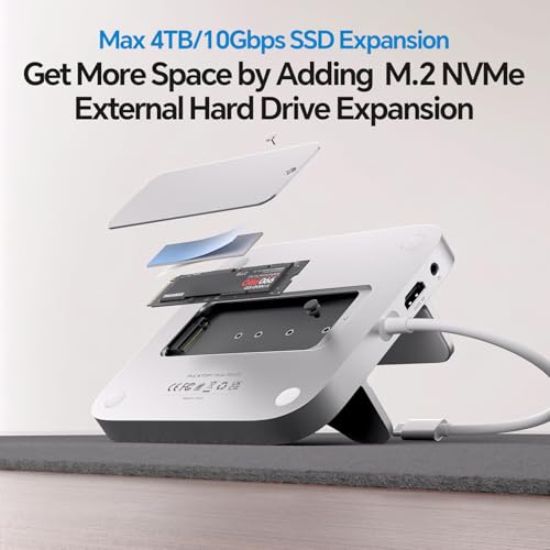 PULWTOP USB C Hub for Mac mini M4/M4 Pro 2024 Docking Station with M.2 SSD Slot, 1 * 4K HDMI, 2*USB-A 2.0, 3.5mm Audio & Mic, SD/TF, Capacity Expansion with M.2 PCIe SSD Slot (SSD not Included) - Image 3