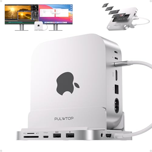 PULWTOP USB C Hub for Mac mini M4/M4 Pro 2024 Docking Station with M.2 SSD Slot, 1 * 4K HDMI, 2*USB-A 2.0, 3.5mm Audio & Mic, SD/TF, Capacity Expansion with M.2 PCIe SSD Slot (SSD not Included) - Image 1