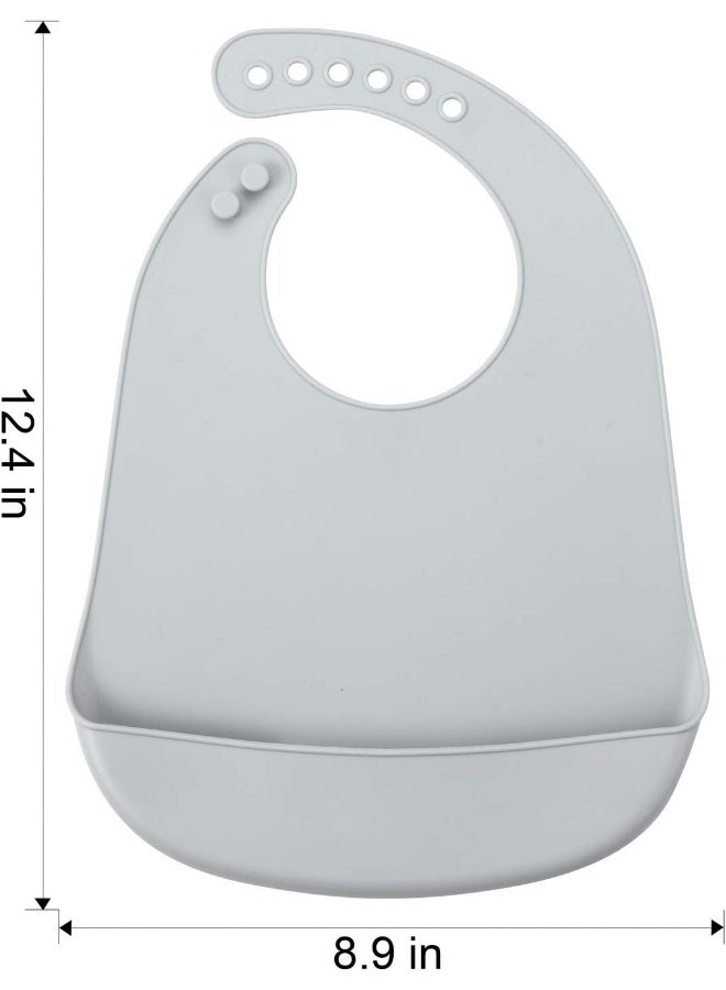 PandaEar 3 Pack Waterproof Silicone Baby Bibs| Super Thin Light Weight Feeding Bib with Food Catcher Pocket for Toddler - Image 2