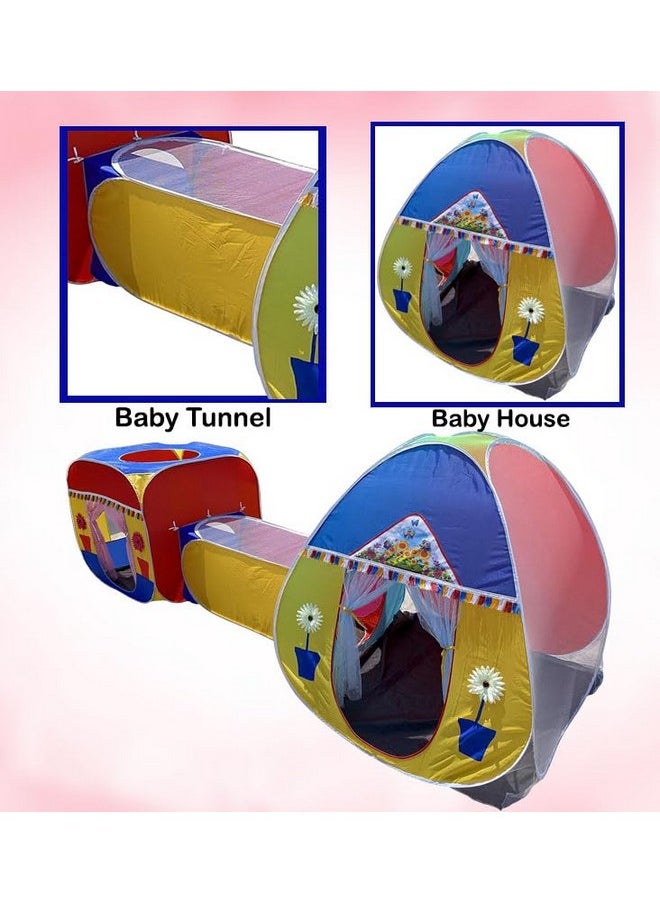 HomeCute Homecute Jambo Size 3 In 1 Pop-Up Kids Play Tent House With Crawl Tunnel (Cube Tent And Igloo Tent Multicolour)  - Image 2