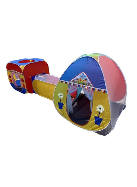 Homecute Jambo Size 3 In 1 Pop-Up Kids Play Tent House With Crawl Tunnel (Cube Tent And Igloo Tent Multicolour)