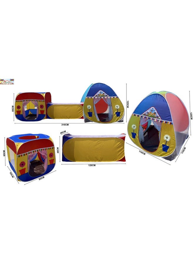 HomeCute Homecute Jambo Size 3 In 1 Pop-Up Kids Play Tent House With Crawl Tunnel (Cube Tent And Igloo Tent Multicolour)  - Image 5