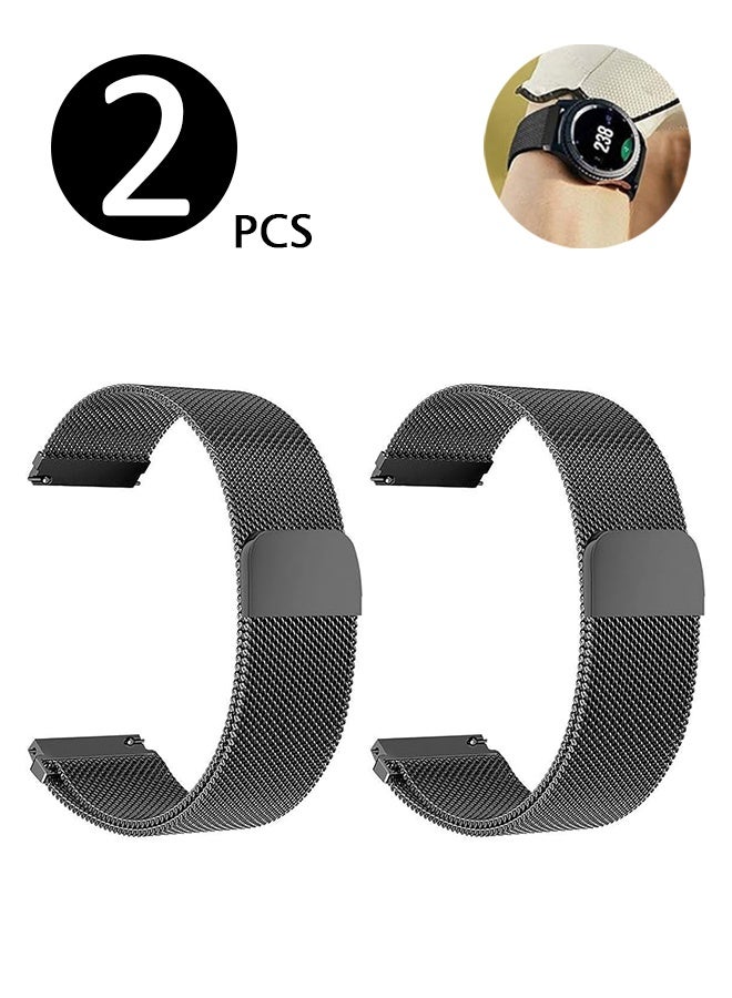 2 Pcs Stainless Steel Milanese Magnetic Watch Strap for Huawei Watch GT4 46mm / GT5 PRO 46mm, Black - Image 1