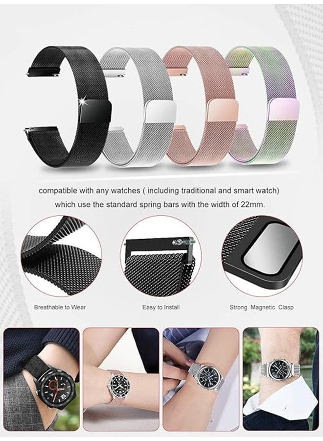 2 Pcs Stainless Steel Milanese Magnetic Watch Strap for Huawei Watch GT4 46mm / GT5 PRO 46mm, Black - Image 5