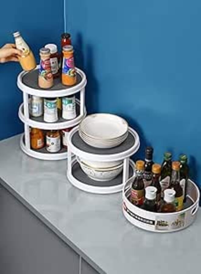 Spaceshoop 360 Degree Rotating Kitchen Organizer 3 Shelf for Seasoning Jars Storage in Cabinets, Shelves, Closet, Refrigerator, Kitchen, Bathroom