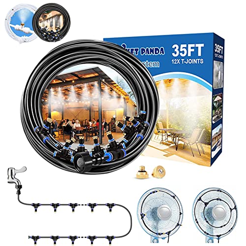 POCKET PANDA Misters for Outside Patio,Outdoor Water Misting Cooling System,35FT|10M.Backyard Mist Kit for Garden,Greenhouse,Fan,Deck,Umbrella,Canopy,Pool,Porch.Trampoline Sprinkler Park,BBQ Party Accessories - Image 1