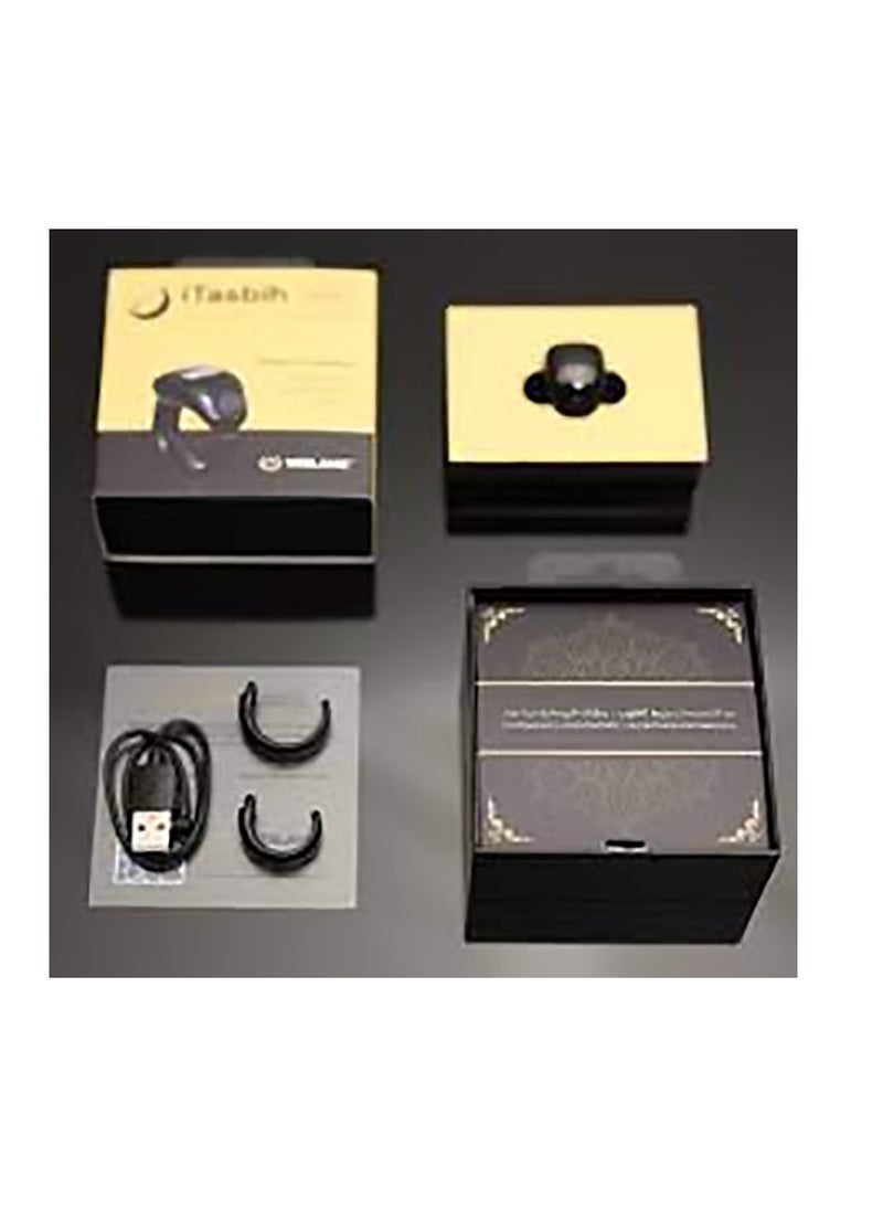WESLAMIC Smart Tasbih Counter Zikr Ring – Digital Tasbeeh Counter with OLED Display, App Support, Magnetic Charging, Waterproof Design, Prayer Reminder, Sleek Black – Modern Islamic Gadget for Daily Zikr & Prayer Tracking (20mm & 22mm)  - Image 3