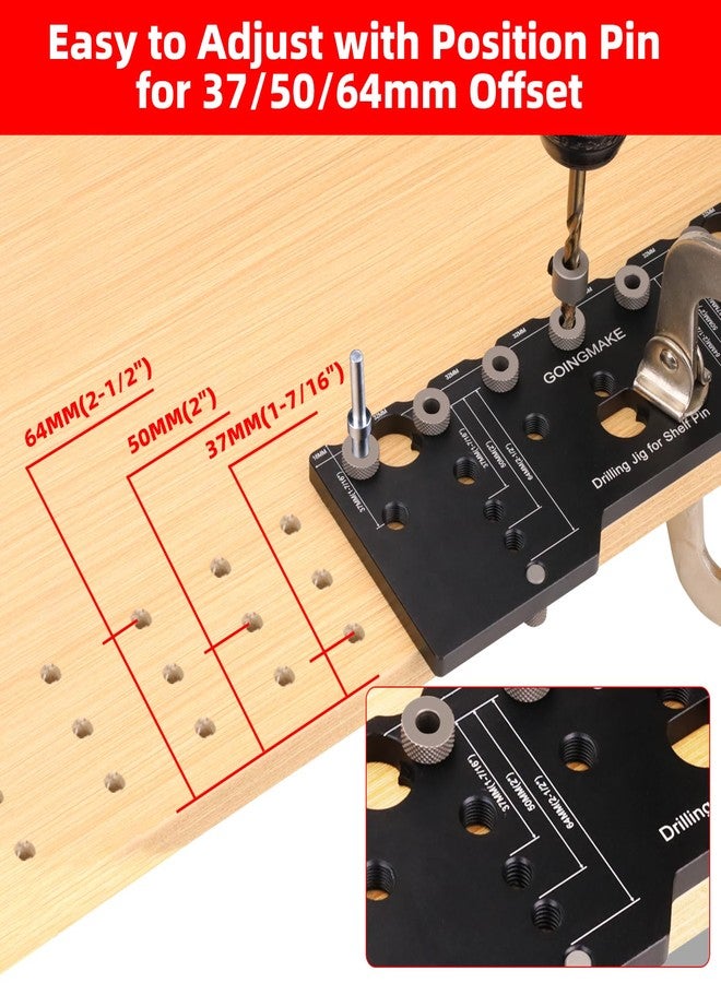 GOINGMAKE Shelf Pin Jig 1/4 Inch Aluminum Alloy Shelf Pin Drilling Jig Drill Guide for Straight Holes Shelf Pin Drilling Jig Cabinet Hardware Jig Shelf Pin Drilling Template Woodworking Tools - Image 4