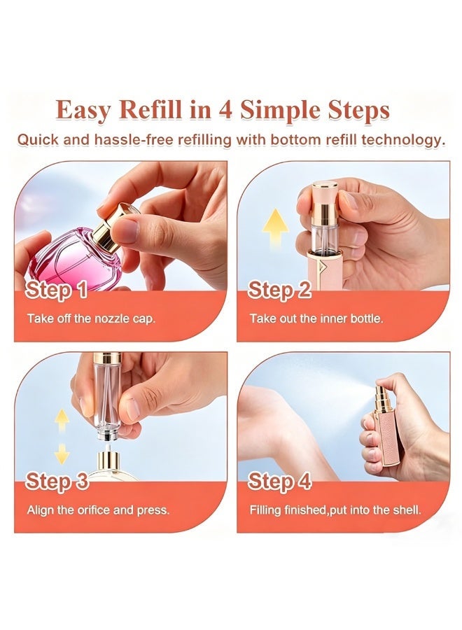Premium Bottom-Filling Self-Pump Refillable Perfume Atomizer | 5ml Travel Spray Bottle，Perfumetravel refillable for Women Men Small Mister Spray Bottle, for Traveland Outgoing - Image 4