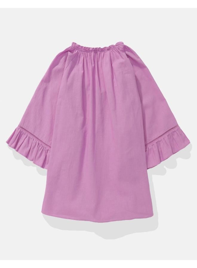 American Eagle AE Linen-Blend Ruffle Blouse - Image 2