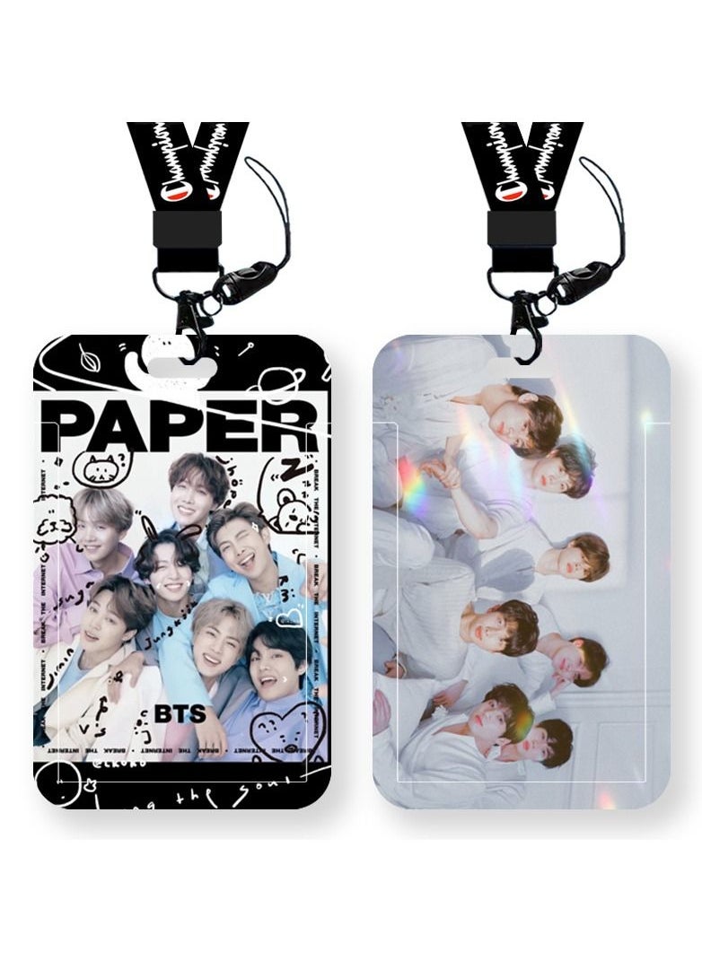 NIBEMINENT South Korea BTS Student Work Permit School Access Card Protective Cover With Lanyard 