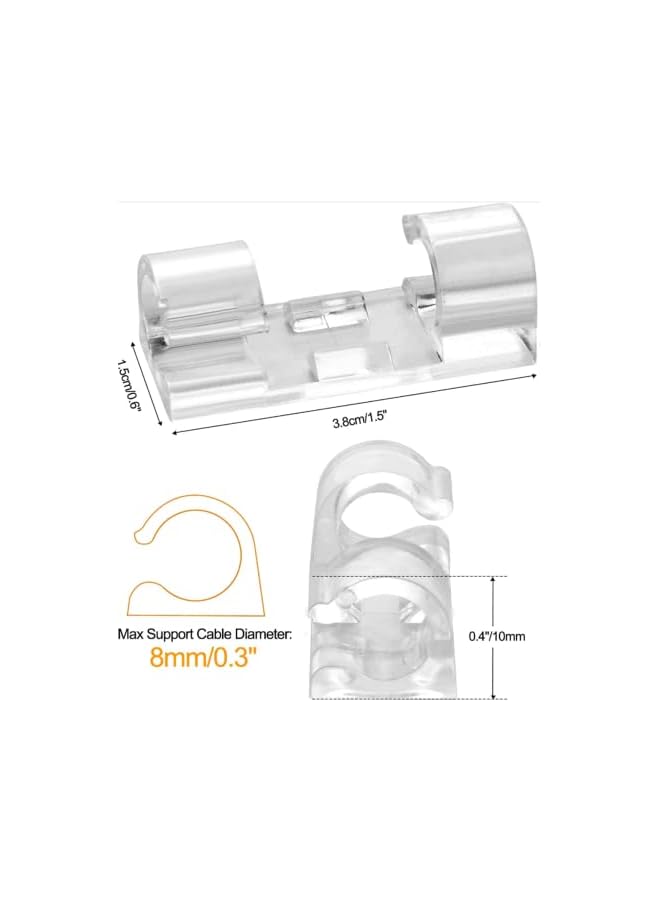 promass Large Size 48 Pcs Self Adhesive Cable Management Clips, Cable Organizers Sticky Wire Clips Cord Holder for TV PC Laptop Ethernet Cable Desktop Car Office Transparent - Image 2