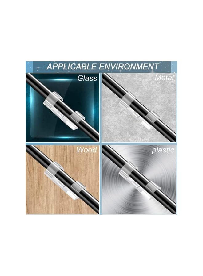 promass Large Size 48 Pcs Self Adhesive Cable Management Clips, Cable Organizers Sticky Wire Clips Cord Holder for TV PC Laptop Ethernet Cable Desktop Car Office Transparent - Image 5