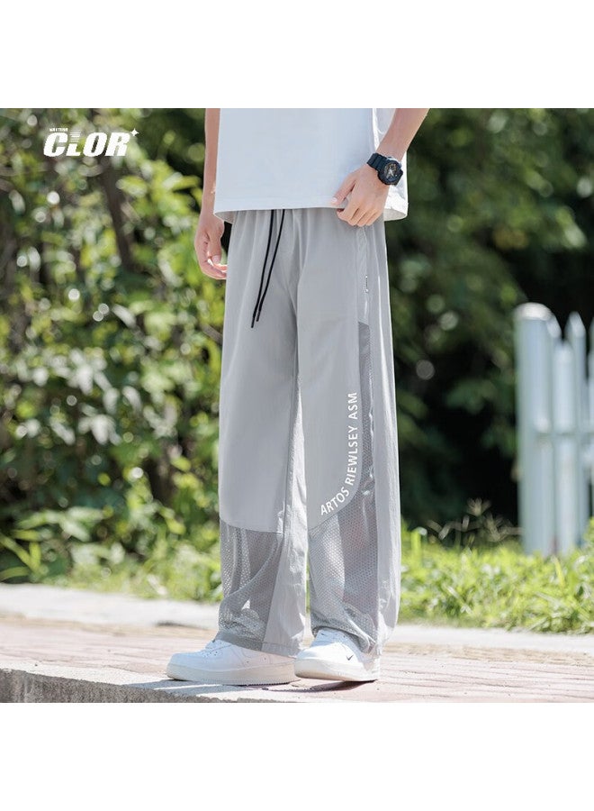 Clor Outdoor Pants For Men, Summer Lightweight Ice Silk Quick-dry Mesh Loose Trendy Versatile Casual Pants Cl79 Gray 3XL - Image 2