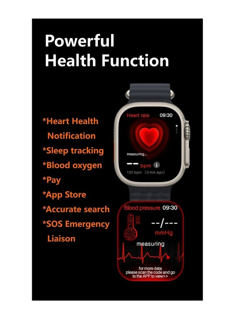 HK9 ULTRA 2 Series 9 Wearfit Pro  SmartWatch 2.12 Inch SUPER AMOLED Display 480X320 Open AI Chat GPT GPS NFC Bluetooth V5 Call Wireless Charger 49mm (black)