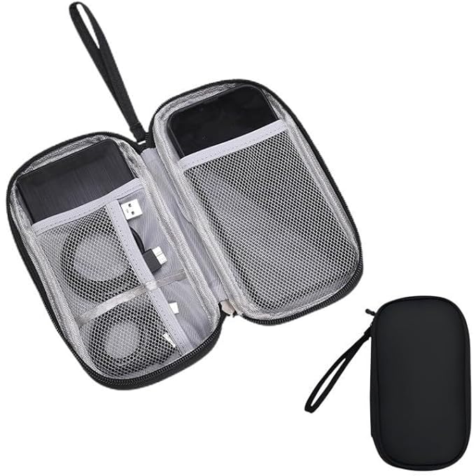 TRAVEL CORD ORGANIZER CASE, BLACK SINGLE LAYER CABLE STORAGE POUCH, DURABLE ELECTRONIC ACCESSORIES STORAGE BAG FOR CORD, CHARGER, PHONE, EARPHONE, USB, HARD DRIVE, TRAVEL GADGET CARRY BAG - Image 1