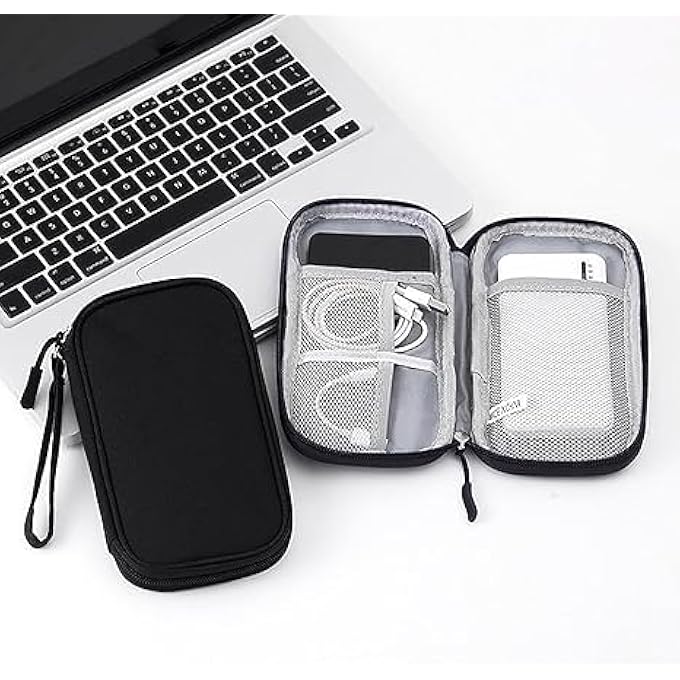 TRAVEL CORD ORGANIZER CASE, BLACK SINGLE LAYER CABLE STORAGE POUCH, DURABLE ELECTRONIC ACCESSORIES STORAGE BAG FOR CORD, CHARGER, PHONE, EARPHONE, USB, HARD DRIVE, TRAVEL GADGET CARRY BAG - Image 2