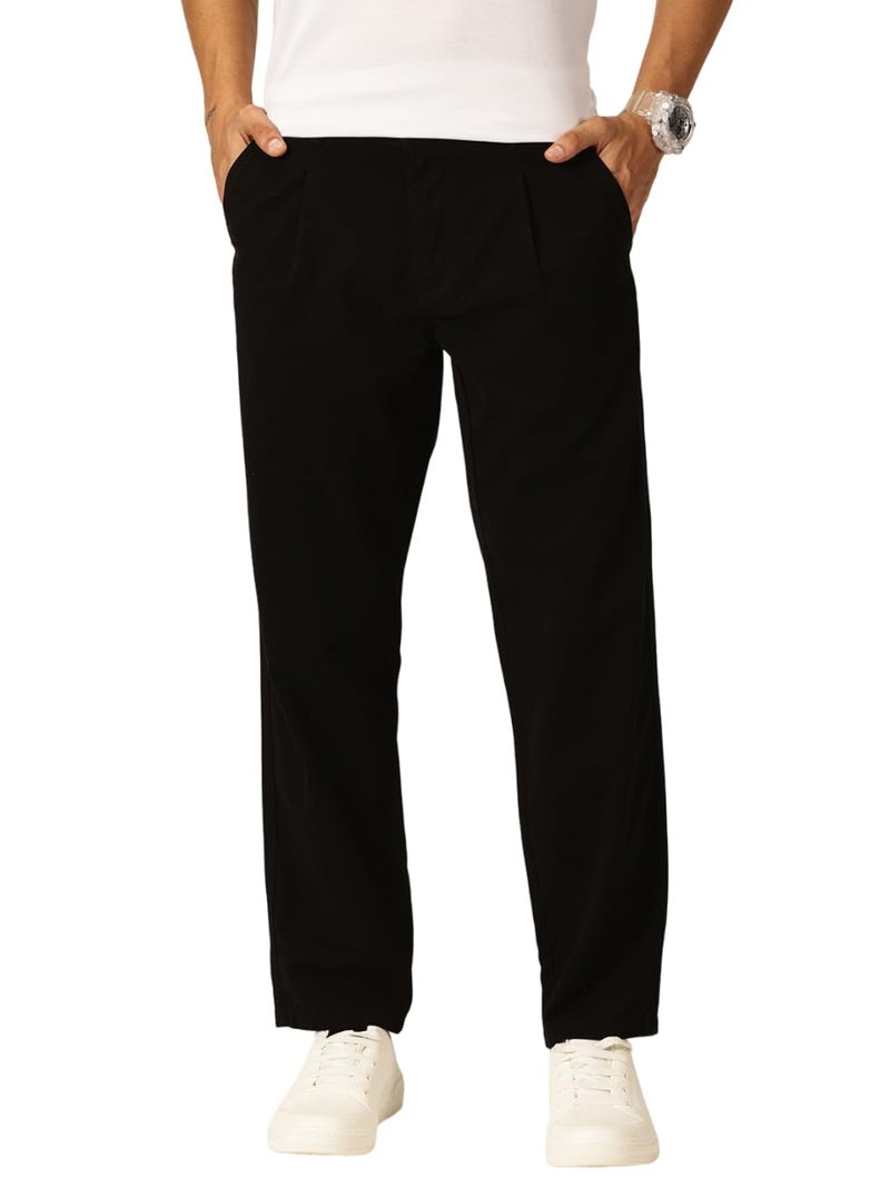 Thomas Scott Men 100% Cotton Straight Fit Chino Trouser (Black, 32) - Image 1