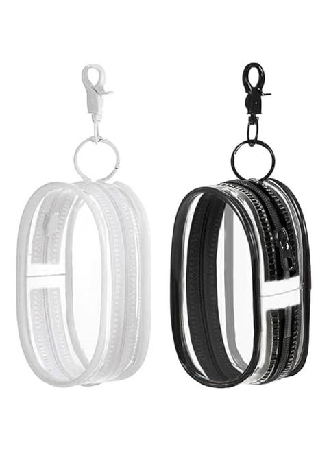 2 PCS Clear Figure Display Bag, Portable Small Doll Storage Bag with Keychain Hanging Blind Box Organizer Zipper Closure, Dustproof Collectibles Display Case for Showing Off Blind Boxes