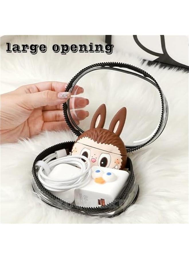 2 PCS Clear Figure Display Bag, Portable Small Doll Storage Bag with Keychain Hanging Blind Box Organizer Zipper Closure, Dustproof Collectibles Display Case for Showing Off Blind Boxes