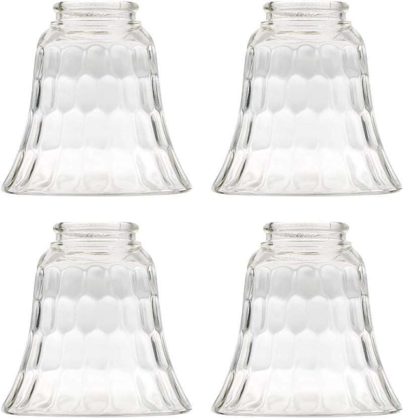 KOR Ceiling Fan Light Covers Glass Replacement Shades for Ceiling Fans and Light Fixtures Bell Shape Clear Glass with Decorative Hammered Finish Hight 475  Width 49  Opening Fitter Size 225 - Image 1