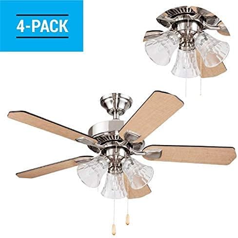 KOR Ceiling Fan Light Covers Glass Replacement Shades for Ceiling Fans and Light Fixtures Bell Shape Clear Glass with Decorative Hammered Finish Hight 475  Width 49  Opening Fitter Size 225 - Image 3