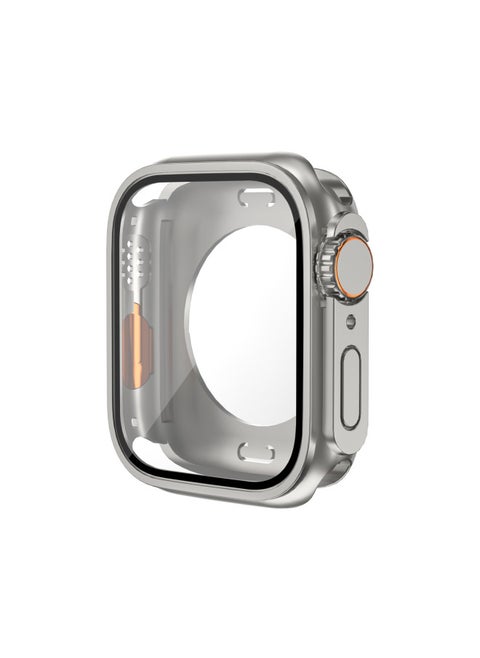 Suitable For Apple Watch Case Change Second Generation Ultra Shell Film Integrated 360 All-inclusive Protective Shell-Color:Titanium Gold + Orange-Appearance Size:45MM (with Carton Packaging)