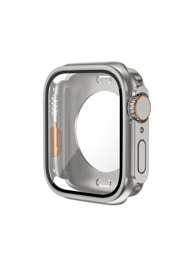 Generic - Suitable For Apple Watch Case Change Second Generation Ultra Shell Film Integrated 360 All-inclusive Protective Shell-Color:Titanium Gold + Orange-Appearance Size:45MM (with Carton Packaging) - Image 1