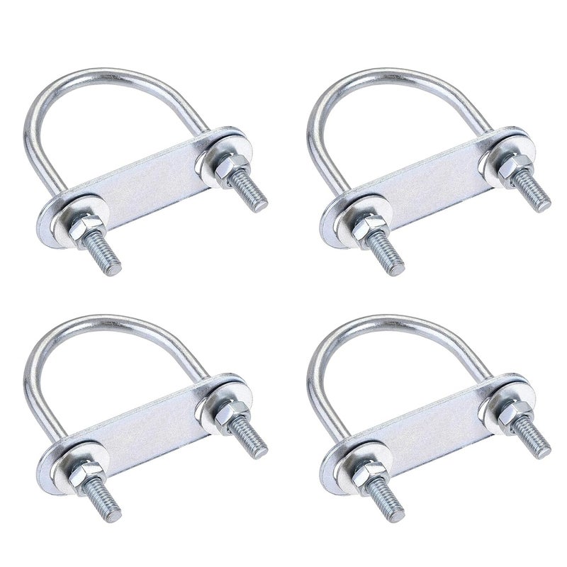 uxcell Round U-Bolts 4 Sets 1.65"(42mm) Inner Width 70mm Length Steel M6 with Nut, Plate, Washer - Image 1