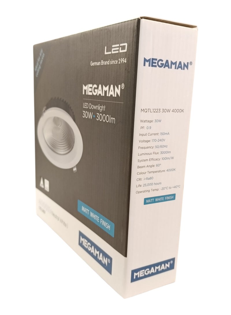 ميجامان Megaman Recessed 30W LED Downlight - Cool White(4000K)  - Image 3