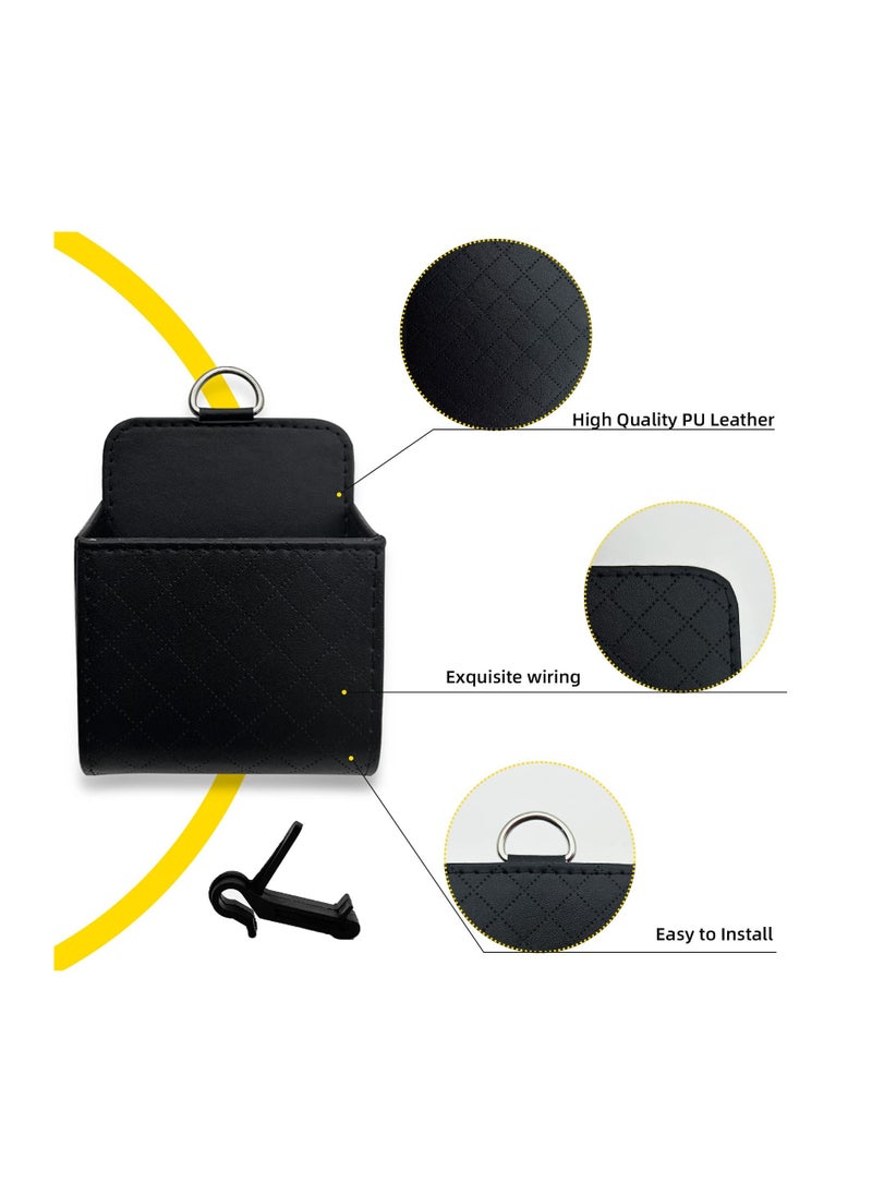 SYOSI - Car Air Vent Storage Box, Portable Leather Storage Pouch Pocket, Interior Air Outlet Cell Phone Holder Pouch, Organizer with Hook for Keep Car Clean, Auto Supplies - Image 1