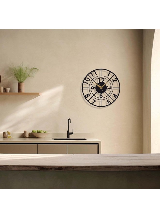 Dcloud Orbit Inspired 16-Inch (40 CM X 40CM) Metal Wall Clock Matt Black | Modern Industrial Decor | Elegant & Durable Timepiece for Home & Office DA-142 - Image 4