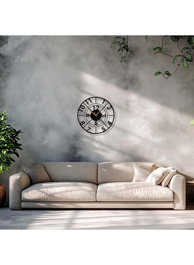 Dcloud Orbit Inspired 16-Inch (40 CM X 40CM) Metal Wall Clock Matt Black | Modern Industrial Decor | Elegant & Durable Timepiece for Home & Office DA-142 - Image 2