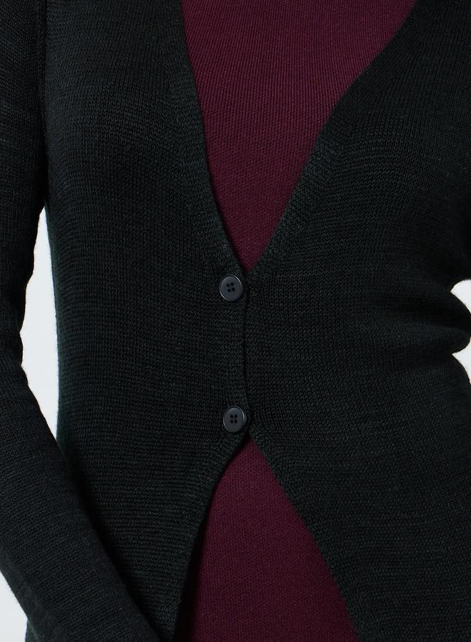 Take Two Black Front Open Midi Cardigan - Image 3