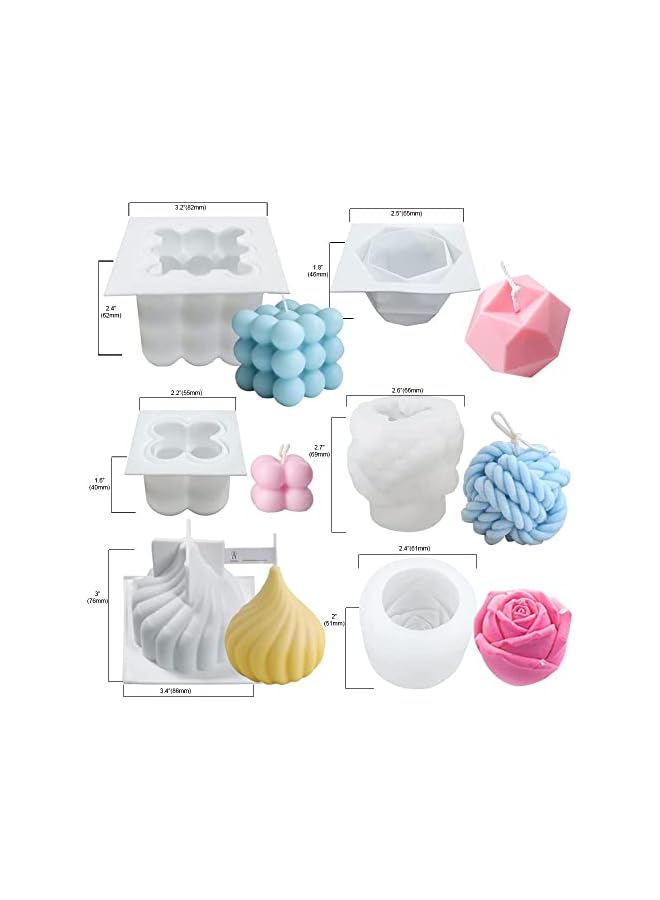 The Bros Silicone Candle Molds Set for Candle Making, 6 Pcs Yarn Ball Bubble Candle Mold, 3D Rose Silicone Mold, Cake Mold for Baking Desser, Silicone Mold for Soy Wax, Soap, DIY Scented Candle - Image 4