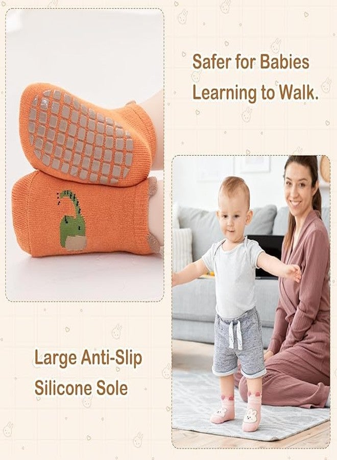 COVACURE 5 Pairs Socks For Baby Boys 1-3 Years Grip Socks For New Born Baby Anti Skid Kids Socks Ankle Socks For Toddler Gift for 1 Year Old Boy&Girls - Image 3