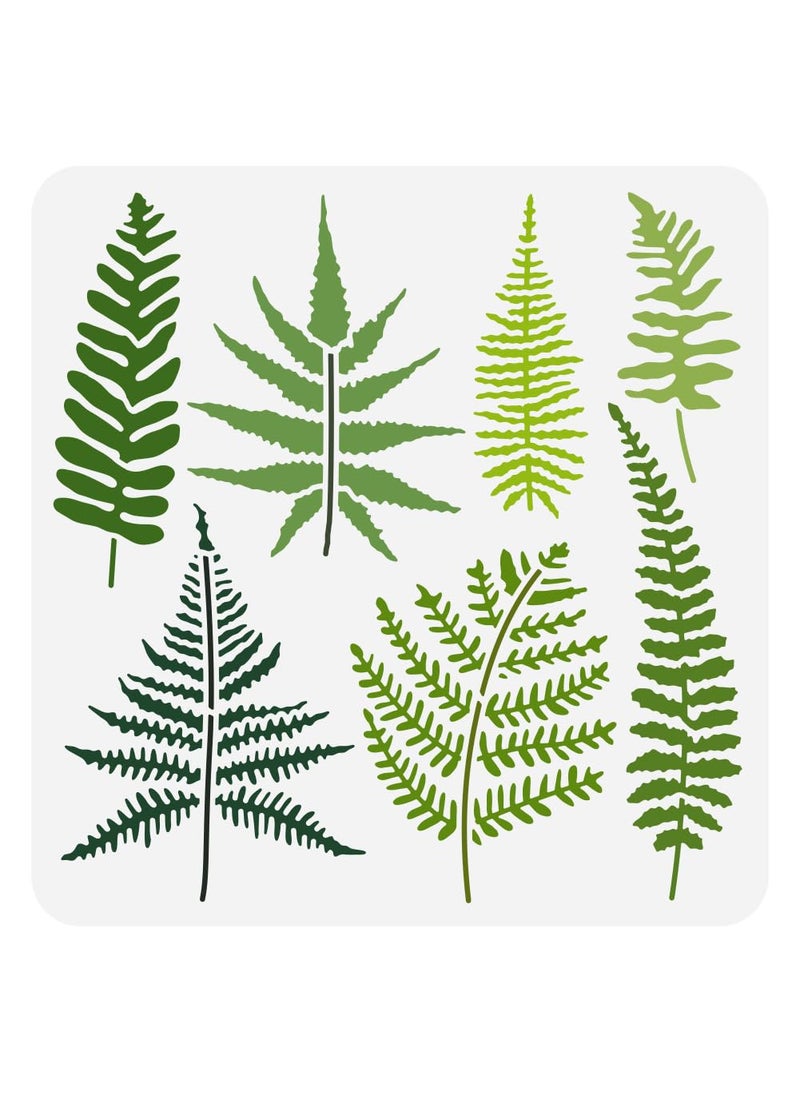 FINGERINSPIRE FINGERINSPIRE Fern Stencil for Painting 11.8x11.8 inch Fern Leaves Painting Stencil Reusable Leaf Pattern Plant Theme Template for Painting on Wall Wood Canvas Fabric Furniture DIY Home Decoration  - Image 1