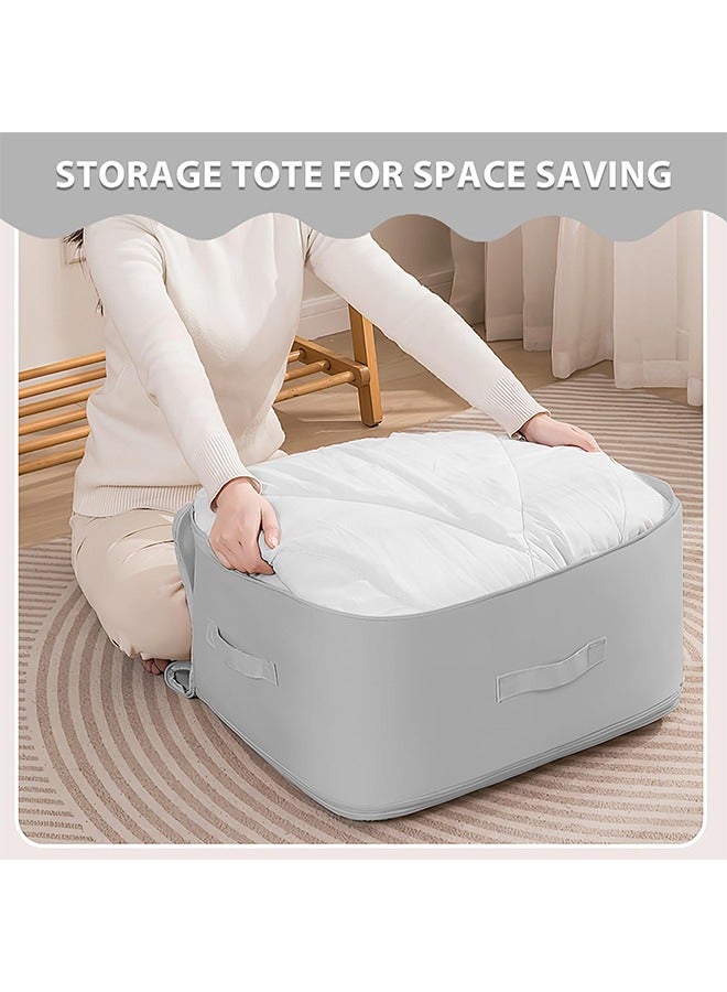 Ultra Space Saving Self Compression Organizer, Heavy Duty Moving Bags, Storage Tote for Space Saving, Self Compressing Moving Clothes Organizer Bags for Comforters Clothes Bedding (Grey, X-Large)  - Image 4