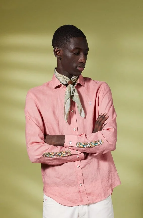 Vicomte A. Clay Pink Slim Linen Shirt