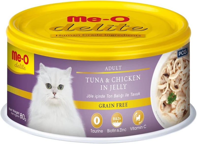 Me-o Tuna & Chicken in Jelly Cans for Adult Cats, 80 g